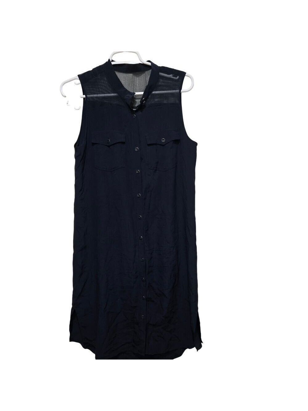 Club Monaco 100% Silk Navy Sleeveless Midi Dress 6